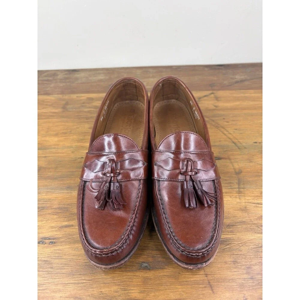 Vintage FootJoy Classics Street Loafers Shoes 9.5C Brown Calfskin Woven USA